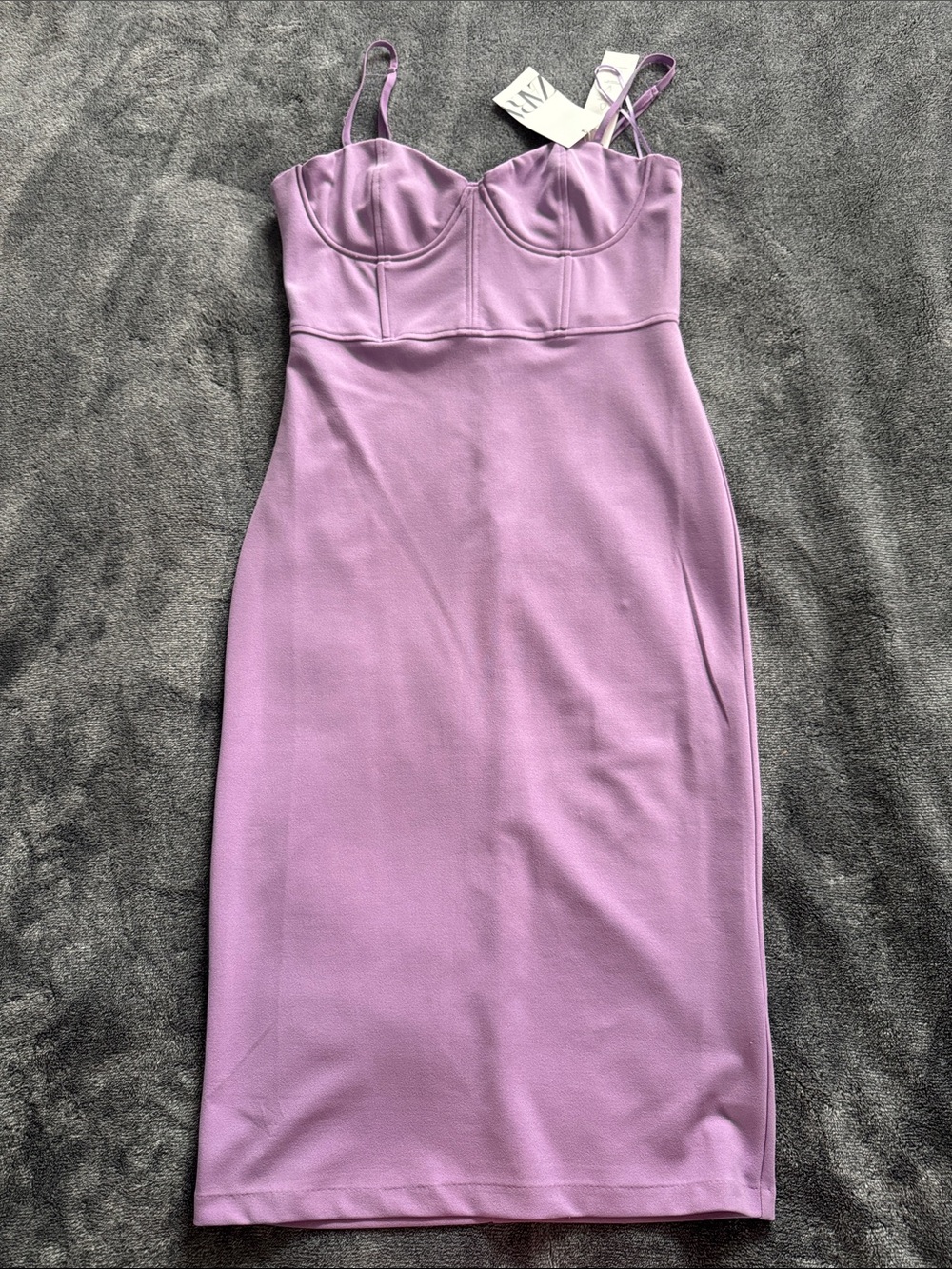 Zara Lilac Bustier Bodycon Midi Dress